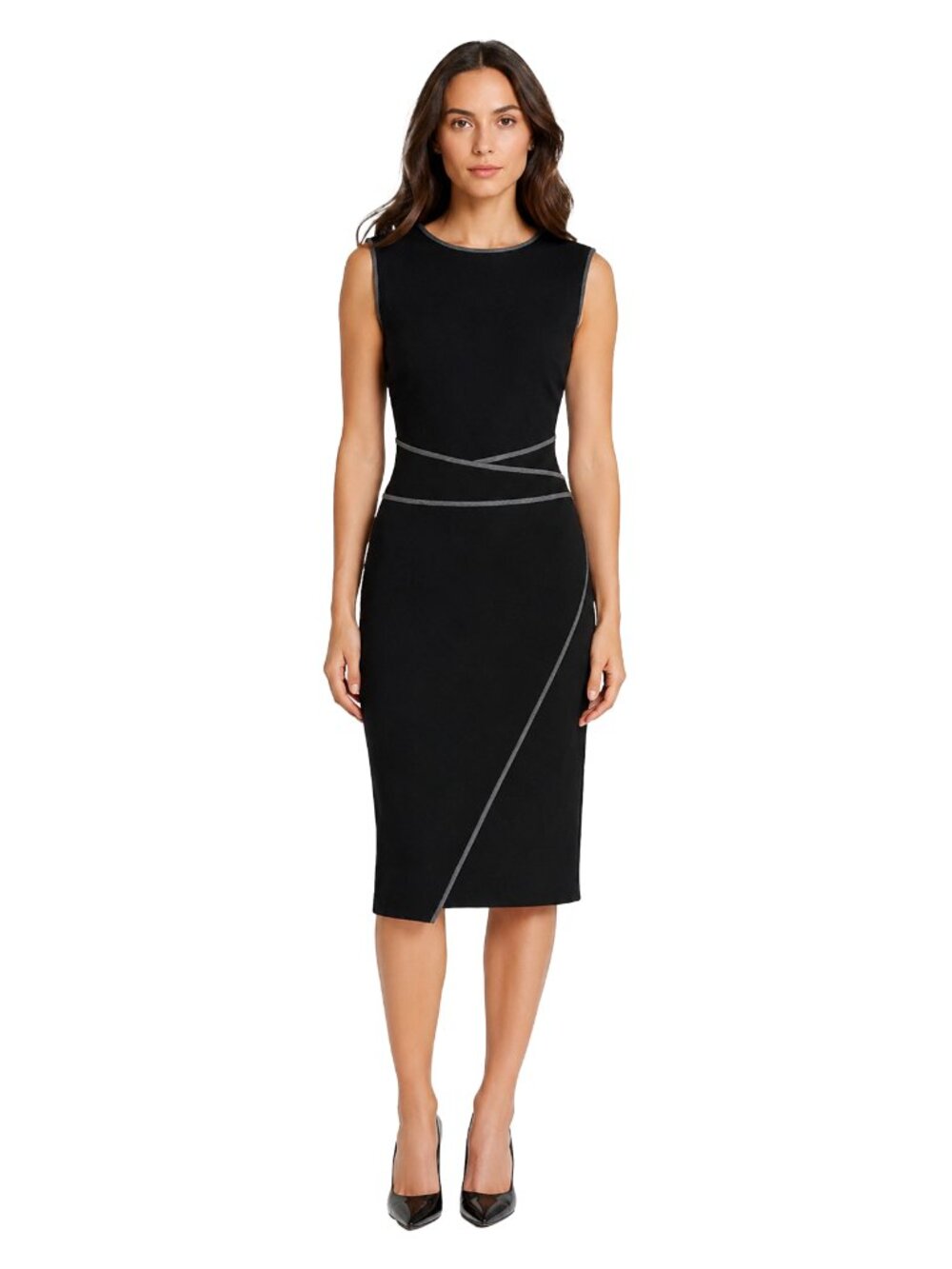 Tommy Hilfiger Black Sheath Dress Size 6 Sleeveless Career Chic Midi